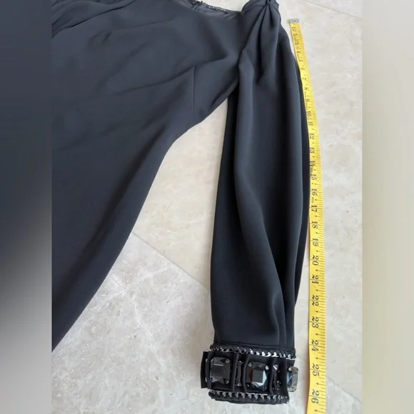 Vintage Elie Tahari Black Long Sleeve Dress with Embellished Cuffs Size 4 - Picture 16 of 17